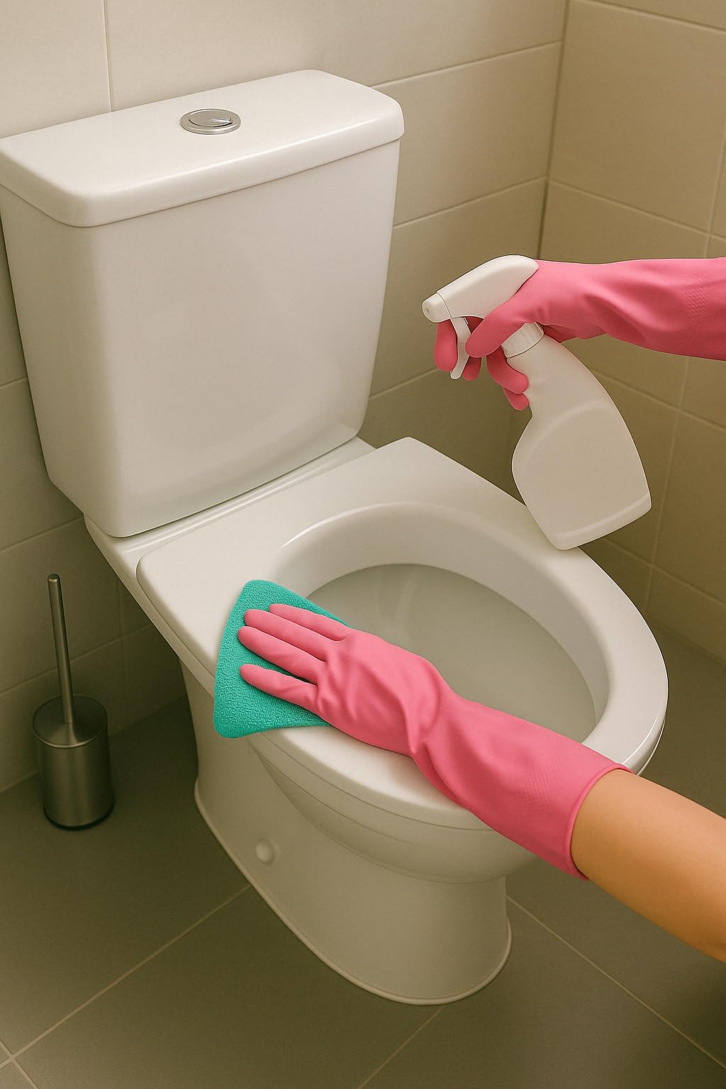 ColoPure Reusable Rubber Gloves, 4-Pack (Blue, Yellow, Orange, Pink), BPA-Free, Non-Slip, Waterproof for Cleaning & Kitchen